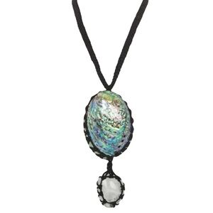 Chloe Larry Shell & Amethyst Double Pendant Macramé Necklace